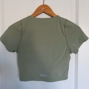 Shop Form Sage Green Women's Workout Crop Fitted Top Shirt Small